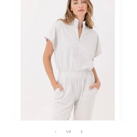 Anthropologie SUNDAYS Derby Jumpsuit 1/4 Zip Light Heather Grey Size Large - Picture 7 of 14